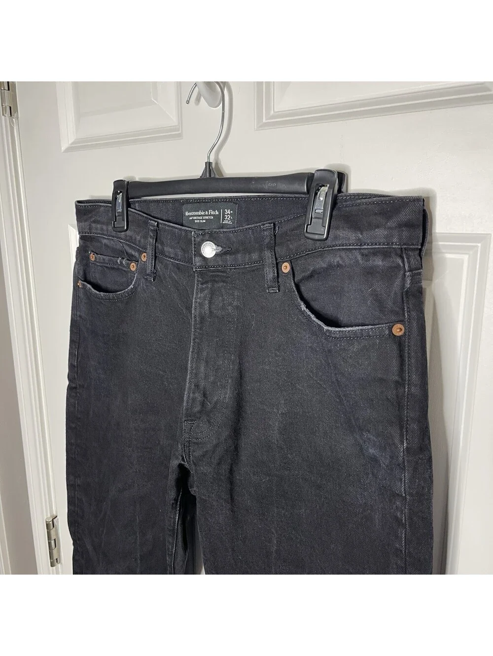 Abercrombie & Fitch A&F 34Wx32L Vintage Stretch 90s Slim Black Jeans Mid Rise